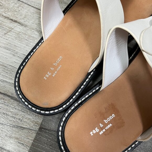 Rag & Bone Ansley Leather Flat Thong Sandals Whites Women’s Size 38 - Picture 8 of 9